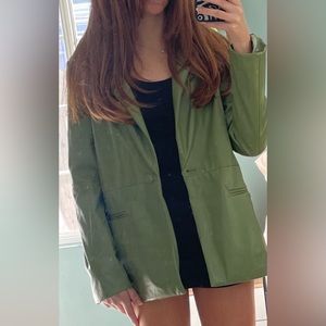 Green leather blazer